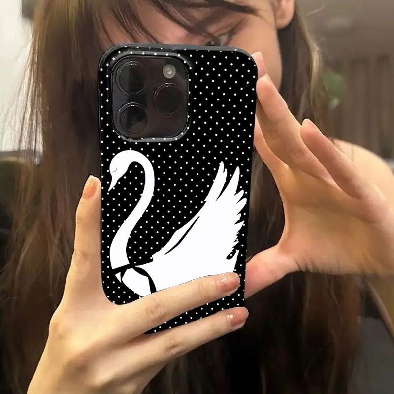 Phone Cases Polka Dot - Funda blanca con patrón de cisne