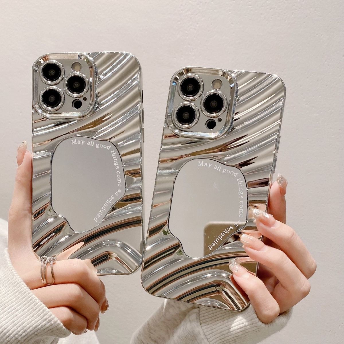 Luxury Plating Case - Funda de teléfono ondulada con espejo